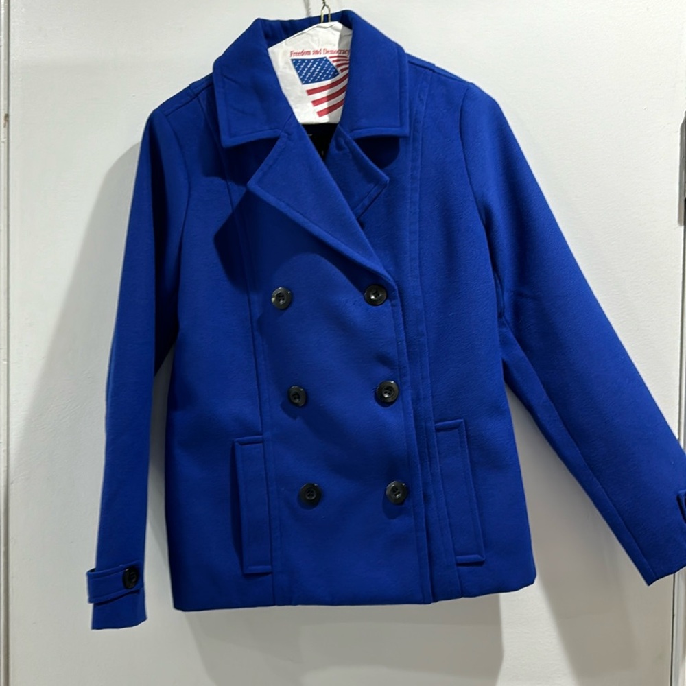 Girls Nordstrom Blue Pea Coat